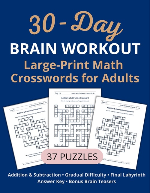 Printable Math crossword puzzles for adults with answers