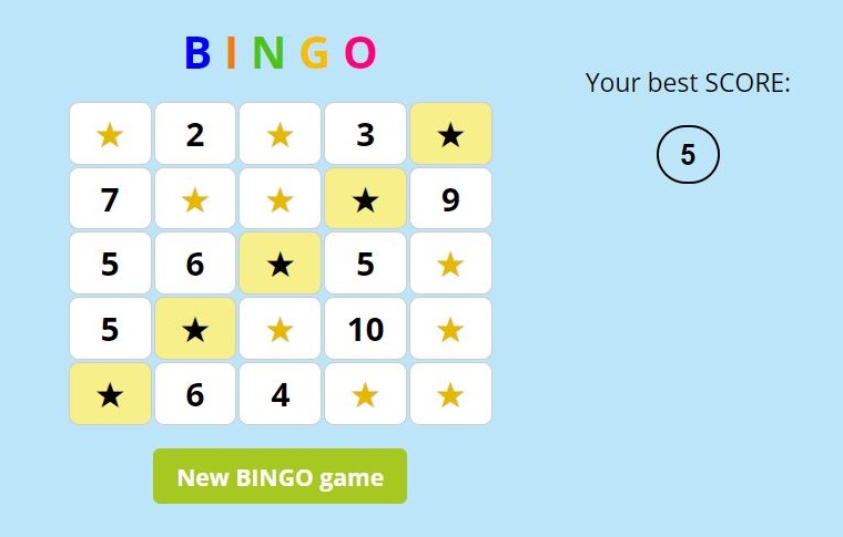 Missing factor BINGO online. factors and multiples BINGO game.