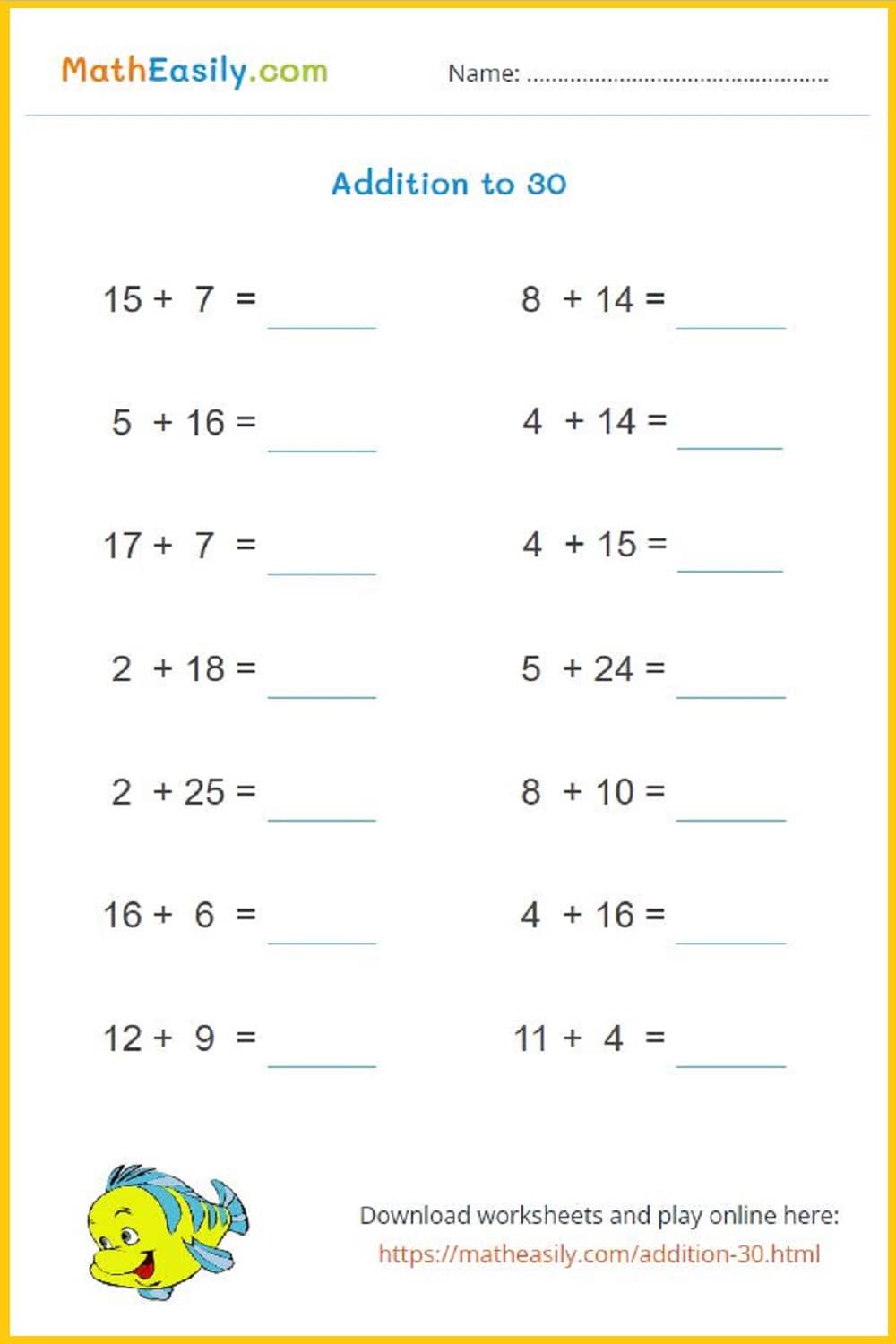 free addition to 30 worksheets PDF. addition up to 30 worksheets free. 1 to 30 addition sums. math addition worksheets up to 30