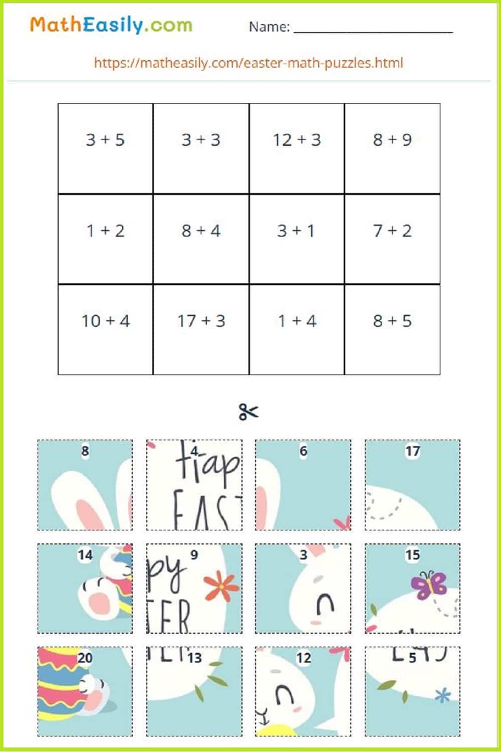 Free printable Easter math games for kids.