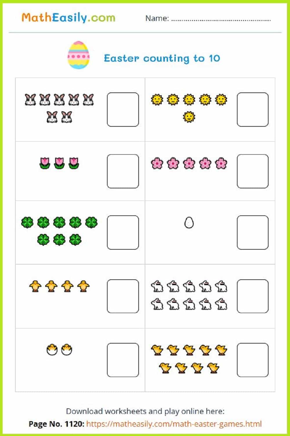 math Easter games printable