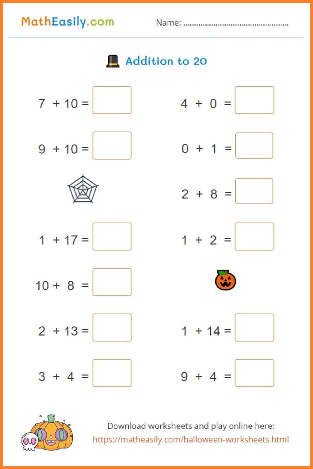 Free printable Halloween math games.