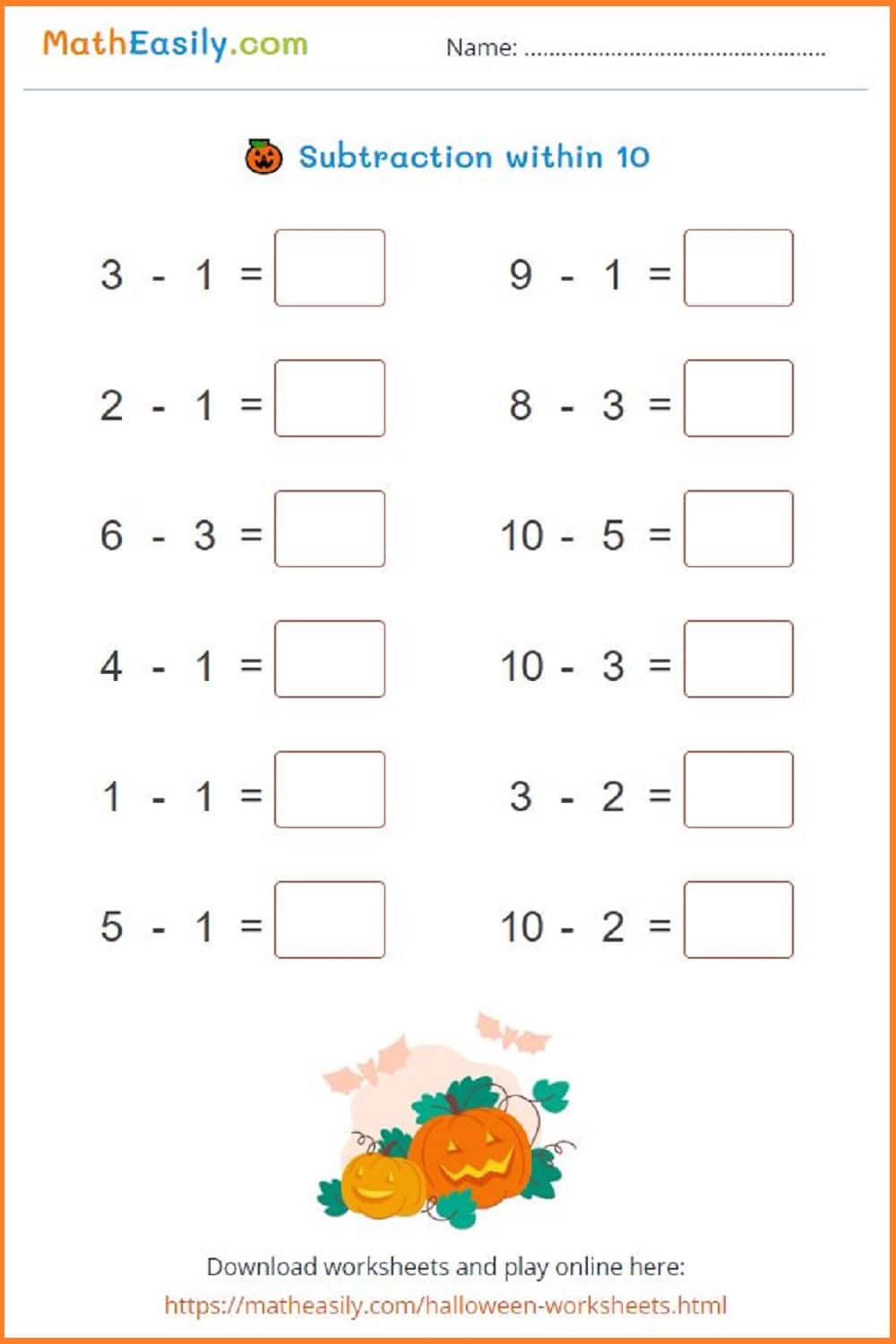 Preschool Halloween math games.