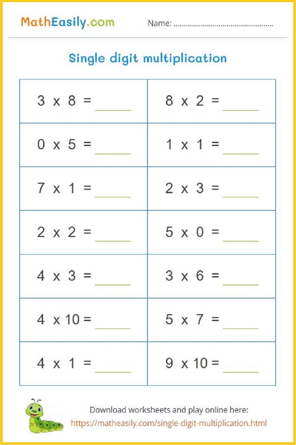 Printable multiplication worksheet single digit. Free single digit multiplication worksheet in PDF. 
single digit multiplication PDF. Free single digit multiplication worksheets printable free PDF. 
 One digit by one digit multiplication worksheet. Multiplication by single digit. multiplication sums single digit. 
 one digit multiplication worksheets pdf.