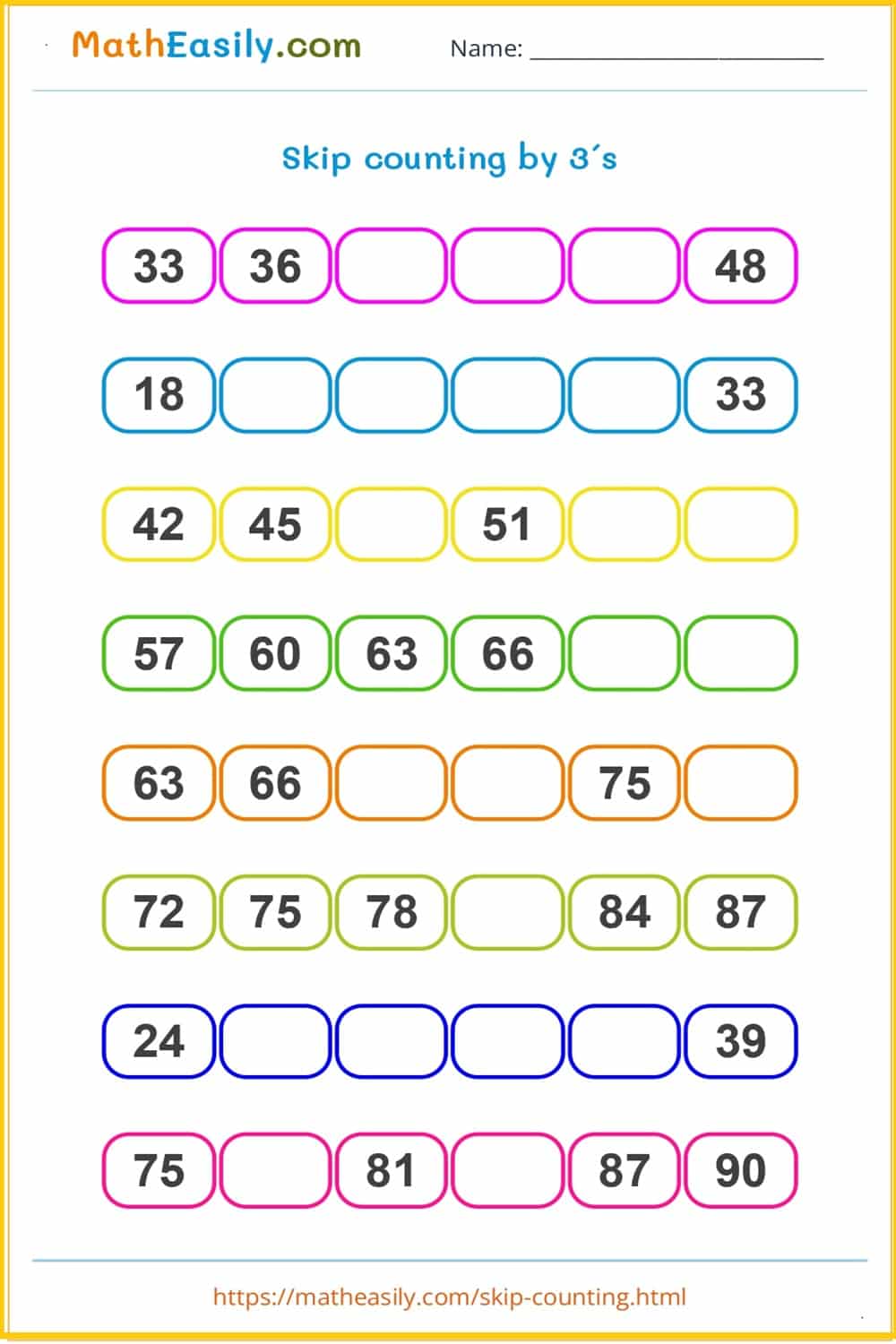 Free printable multiplication worksheet PDF.