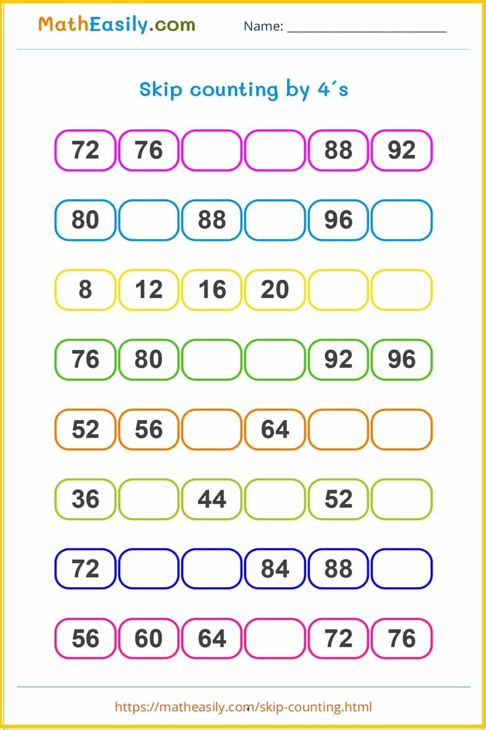 Free printable multiplication facts PDF.