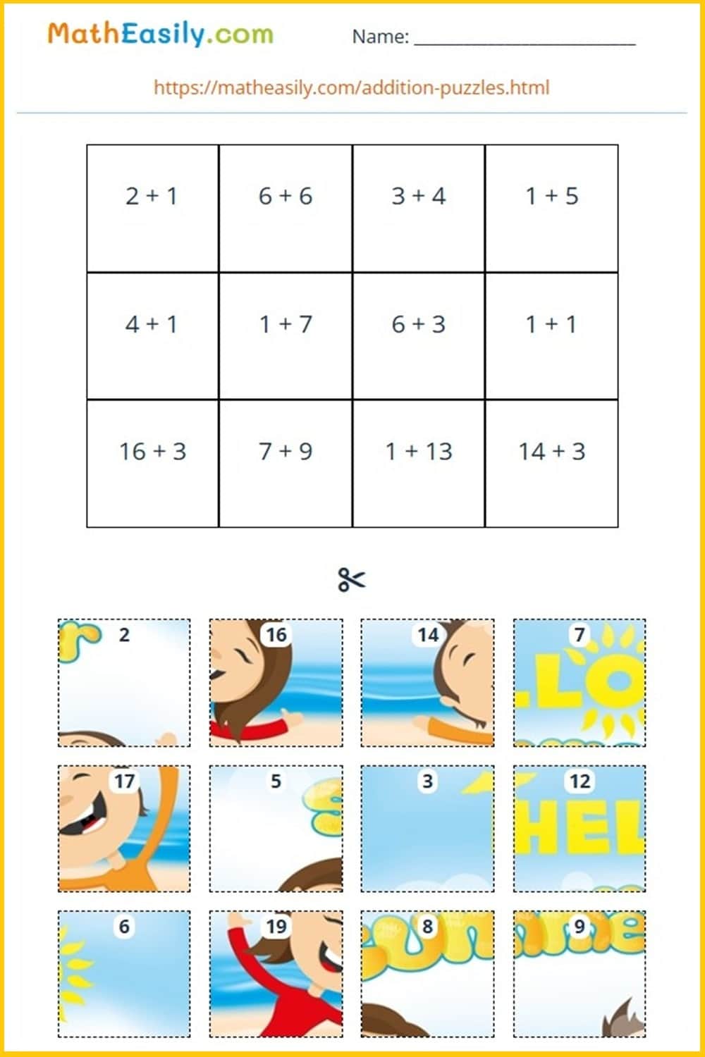 Free printable summer math activities PDF free download