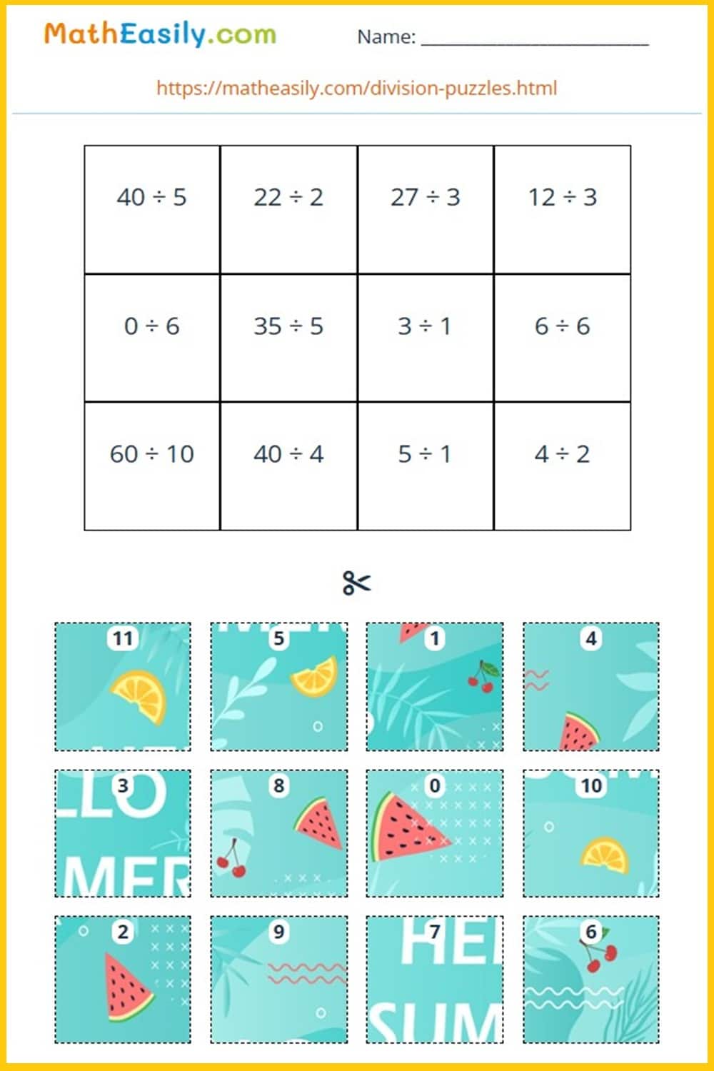 printable math games for summer PDF.